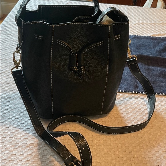 DIVINA FIRENZE Black Leather Bucket Bag NEW CONDITION!! - Picture 1 of 10